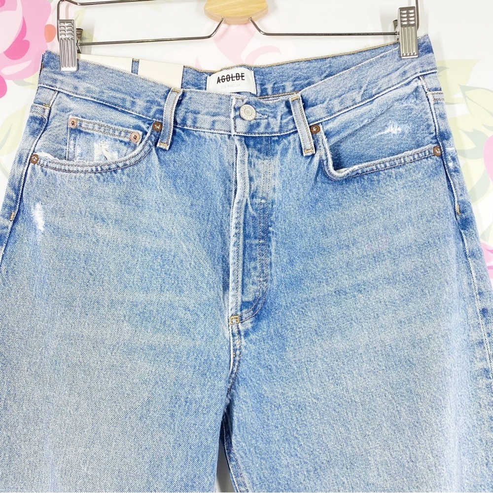 NEW Agolde Fen Light Wash High Rise Relaxed Taper Distressed Denim Jeans 28 - Picture 3 of 12